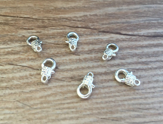 20Pcs 7mmx12mm Silver Heart Tone Metal Lobster Clasp For Jewelry Making