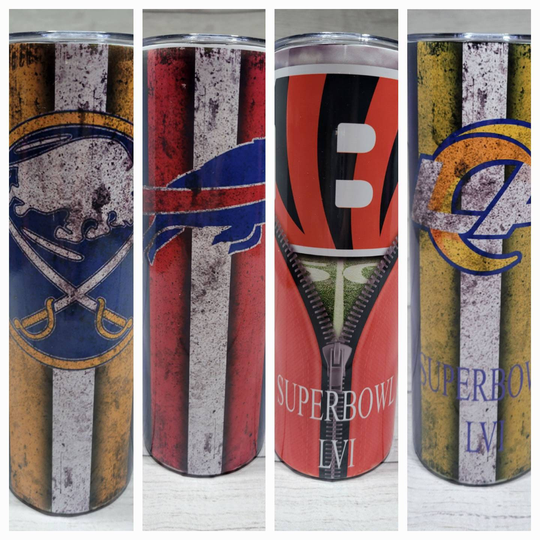 Custom 20Oz Tumbler, Buffalo Bills Sabres Super Bowl Sports Teams, Personalized Tumbler With Straw