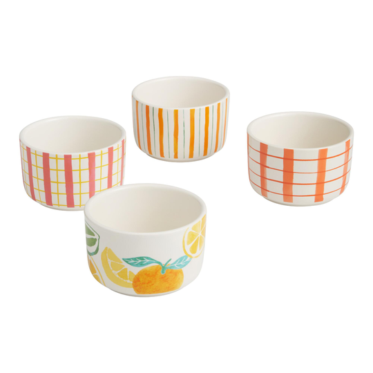 Citrus Striped Ceramic Ramekins 4 Pack: Multi by World Market