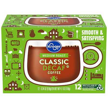 Kroger Classic Decaf Medium Roast Coffee K-Cup Pods - 0.34 oz x 12 pack