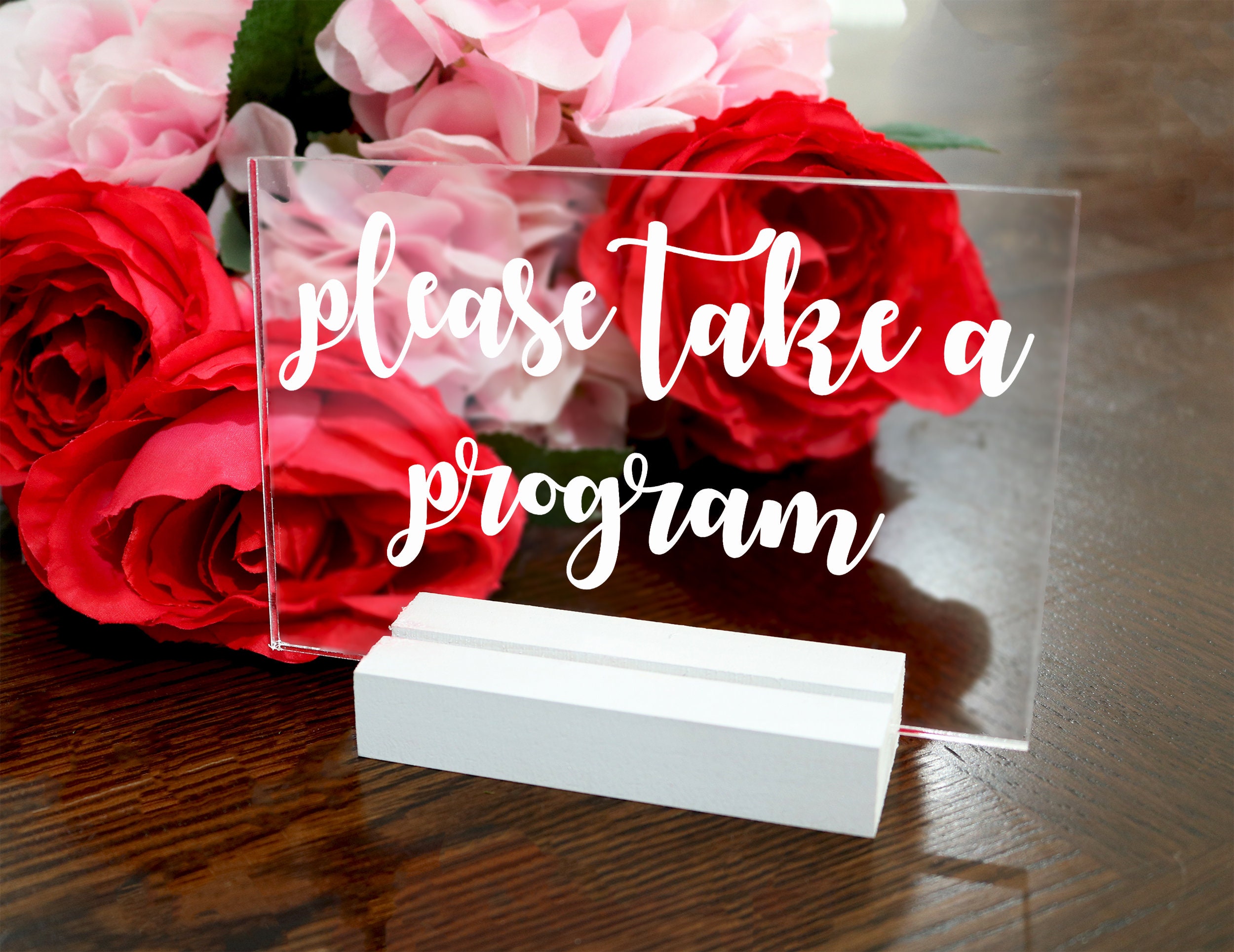 Please Take A Program Sign, Wedding Decor, Acrylic Signs, Sign