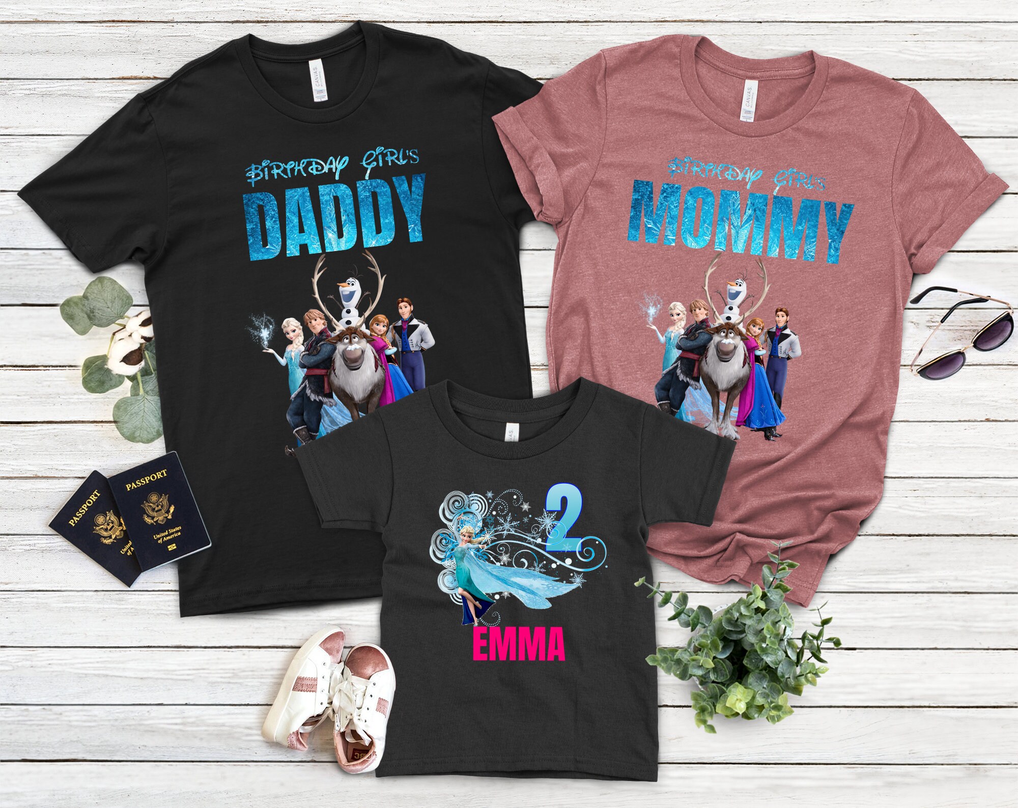 Frozen Birthday Girls, Custom Shirt For Family Members, Personalized Gift, Party, Elsa