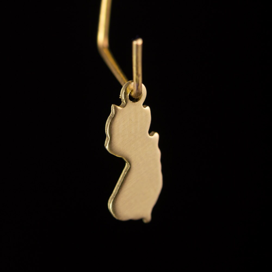 Raw Brass New Jersey Blank State Charm Drops | 6 Chr228L