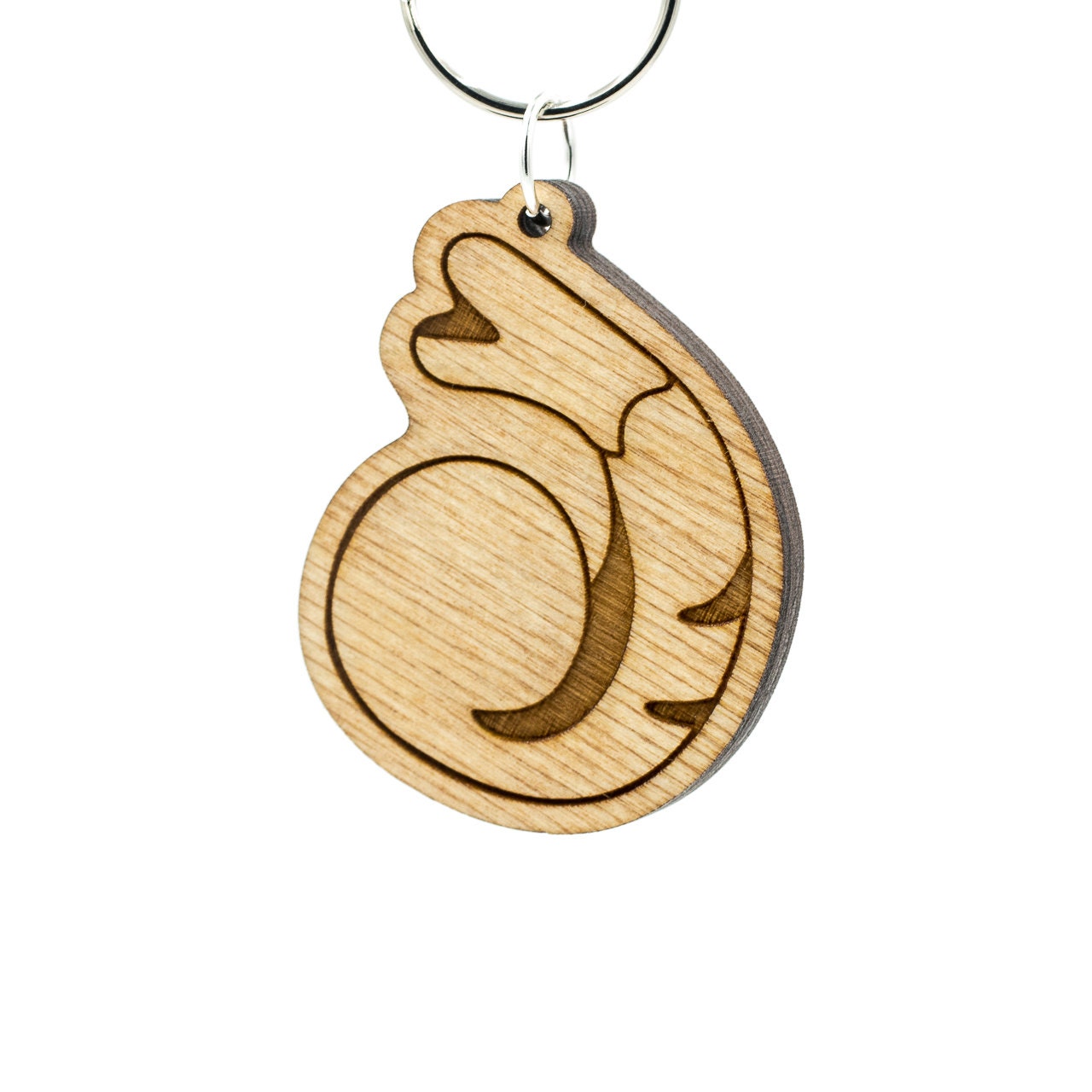 Shrimp Emoji Keychain - Prawn Keyring Carved Wood Charm