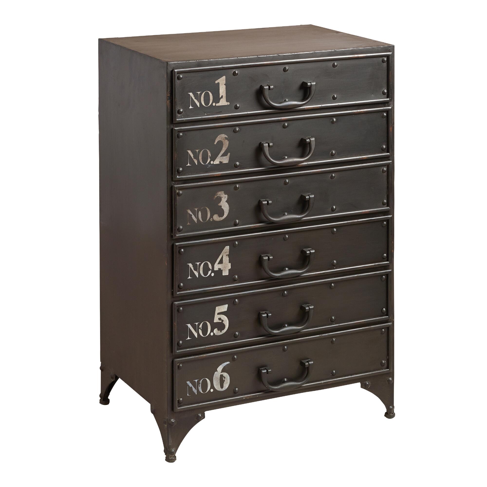 Metal Sylvia Accent Table with Numbered Drawers: Gray/Metallic by World Market