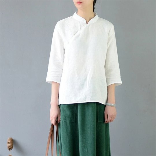 Summer Cotton Tops Half Sleeves Retro Blouse Casual Loose Kimono Customized Shirt Pullover Top Hand Made Plus Size Clothes Linen