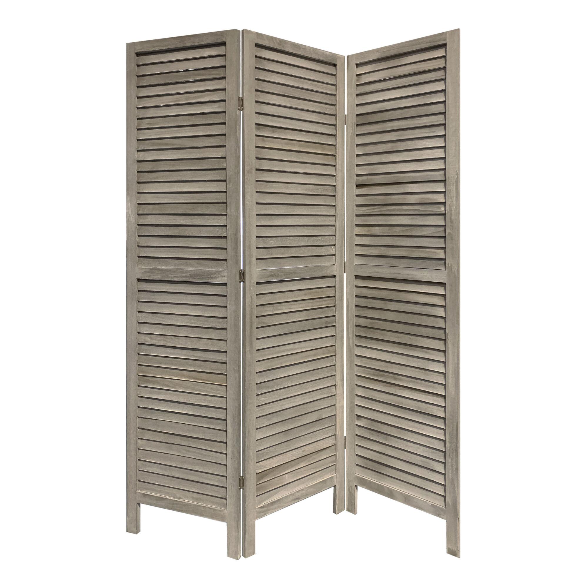 Distressed Gray Shutter 3 Panel Duncan Folding Screen by World Market