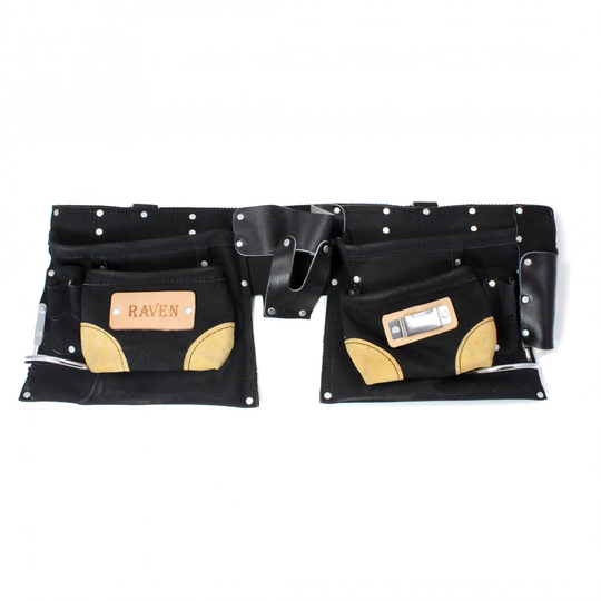 Universal Tool 9-Pocket Black Heavy Duty Suede Leather Adjustable Belt With Nail Pouch