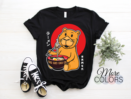 Capybara Ramen Japanese Noodles Bowl T-Shirt, Capybaras Lovers Gift, Largest Rodent Cavy Costume, Funny Cute Animal Fans Pet Owner Present