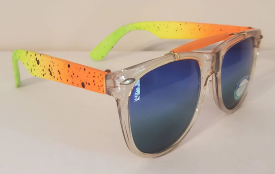 Vintage Sunglasses // Multicolor Beach Shades Hawaiian Theme Party Clear Frames Funky Retro Wayfarer