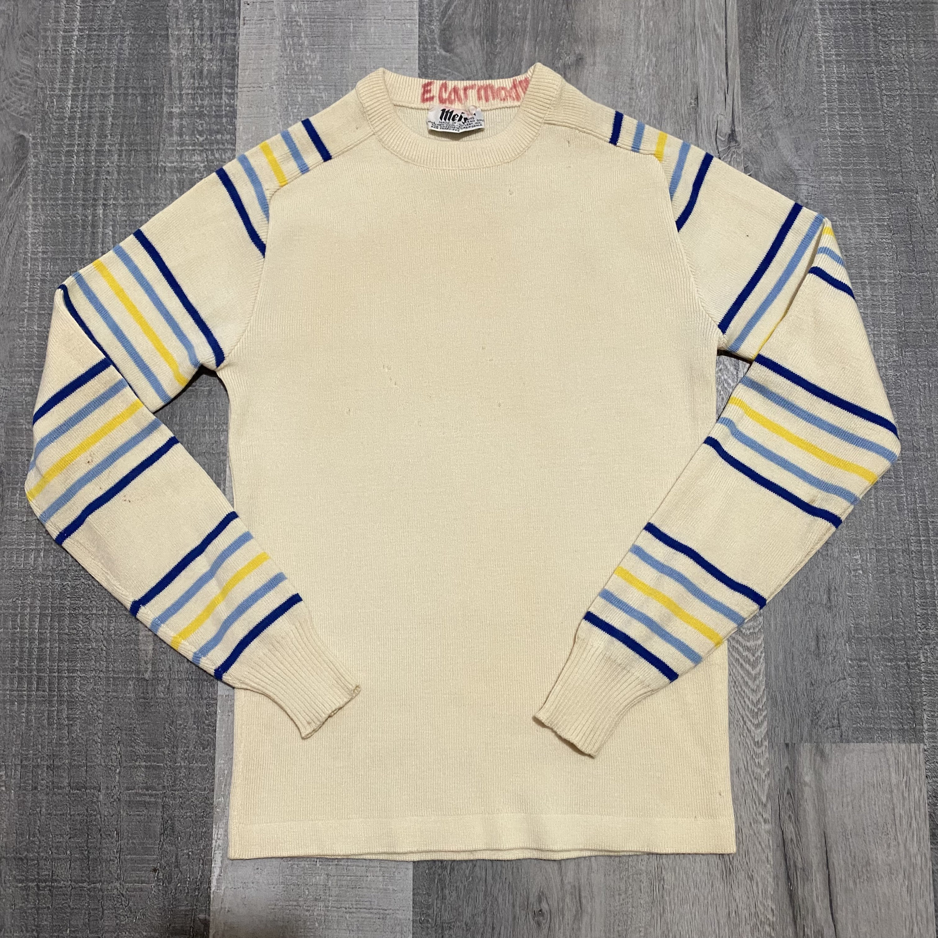 Vintage Meister Wool Blend Ski Sweater Xs 60S/70S Hong Kong Striped