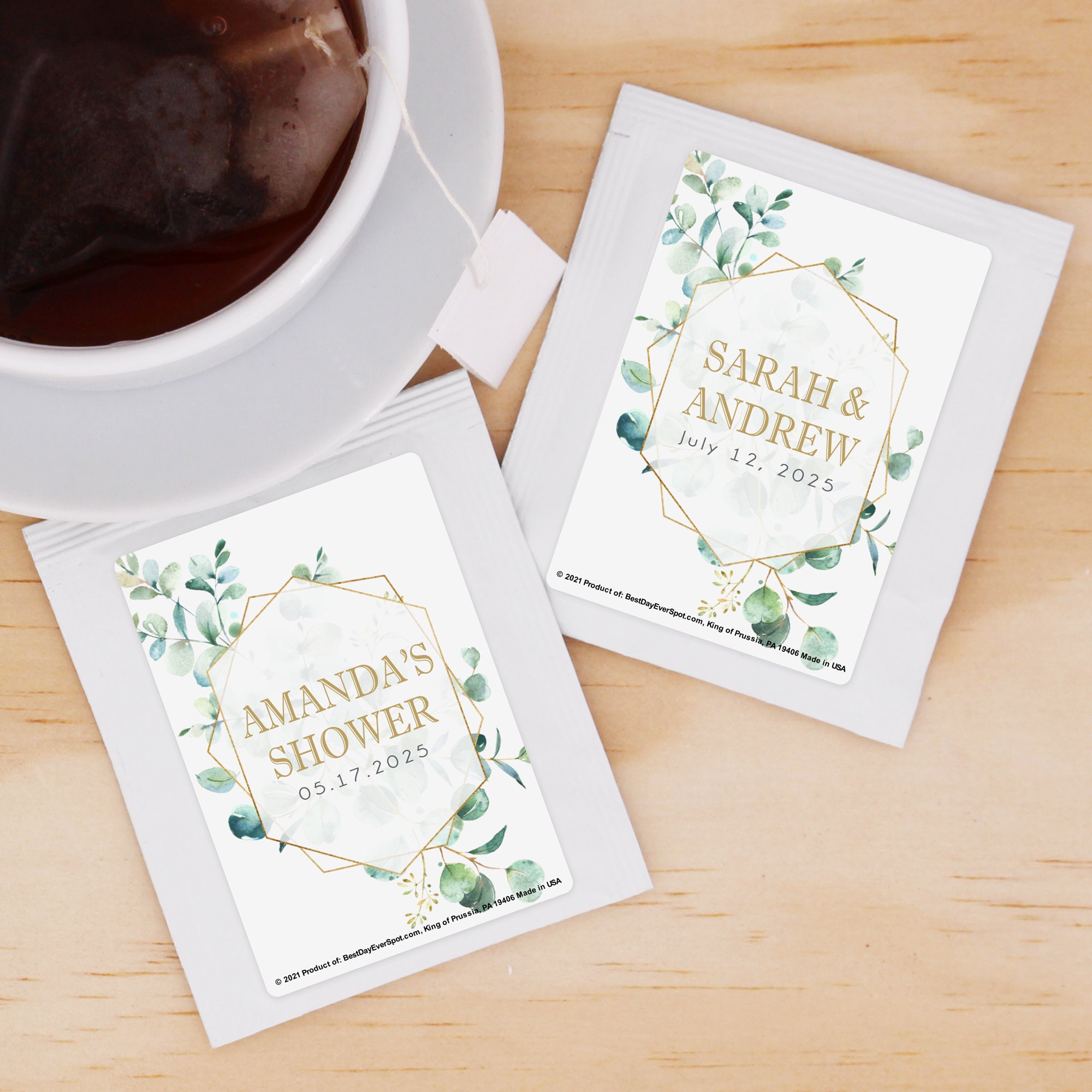 Eucalyptus Wedding Favors, Perfect Blend Bridal Shower Tea Party Favor, Geometric Favors - Set Of 30