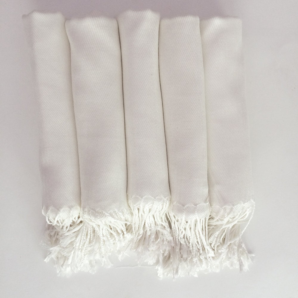 Pashmina Shawl Ivory Or White - Bridesmaid Gift, Wedding Favor, Bridal Party Gift, Party Favor