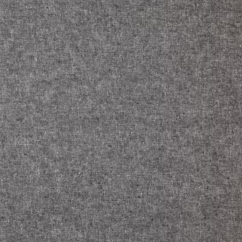 Essex Canvas Yarn Dyed in Black Cotton Linen Blend Fabric By Robert Kaufman, Sold The 1/2 Yard Or