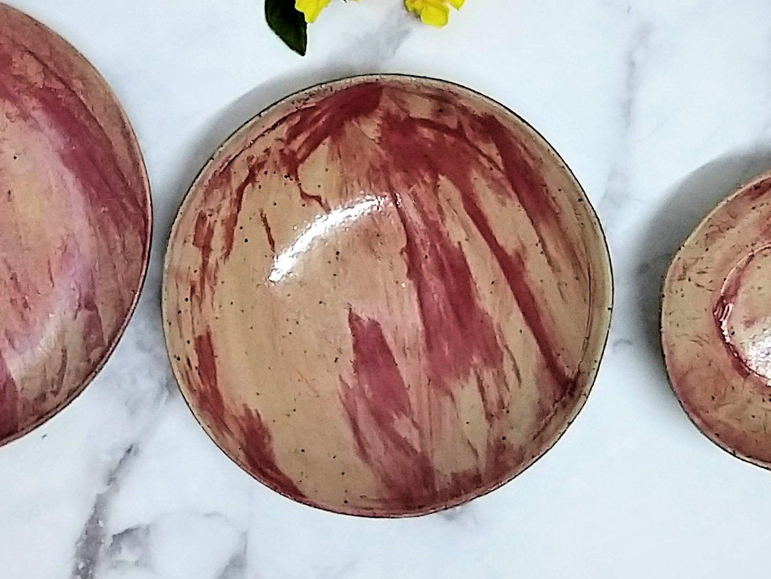 Red Pottery Bowls, Ceramic Handmade Serving Bowls Set, Condiment Pasta Bowl Ramen Bowl, Noodle Soup