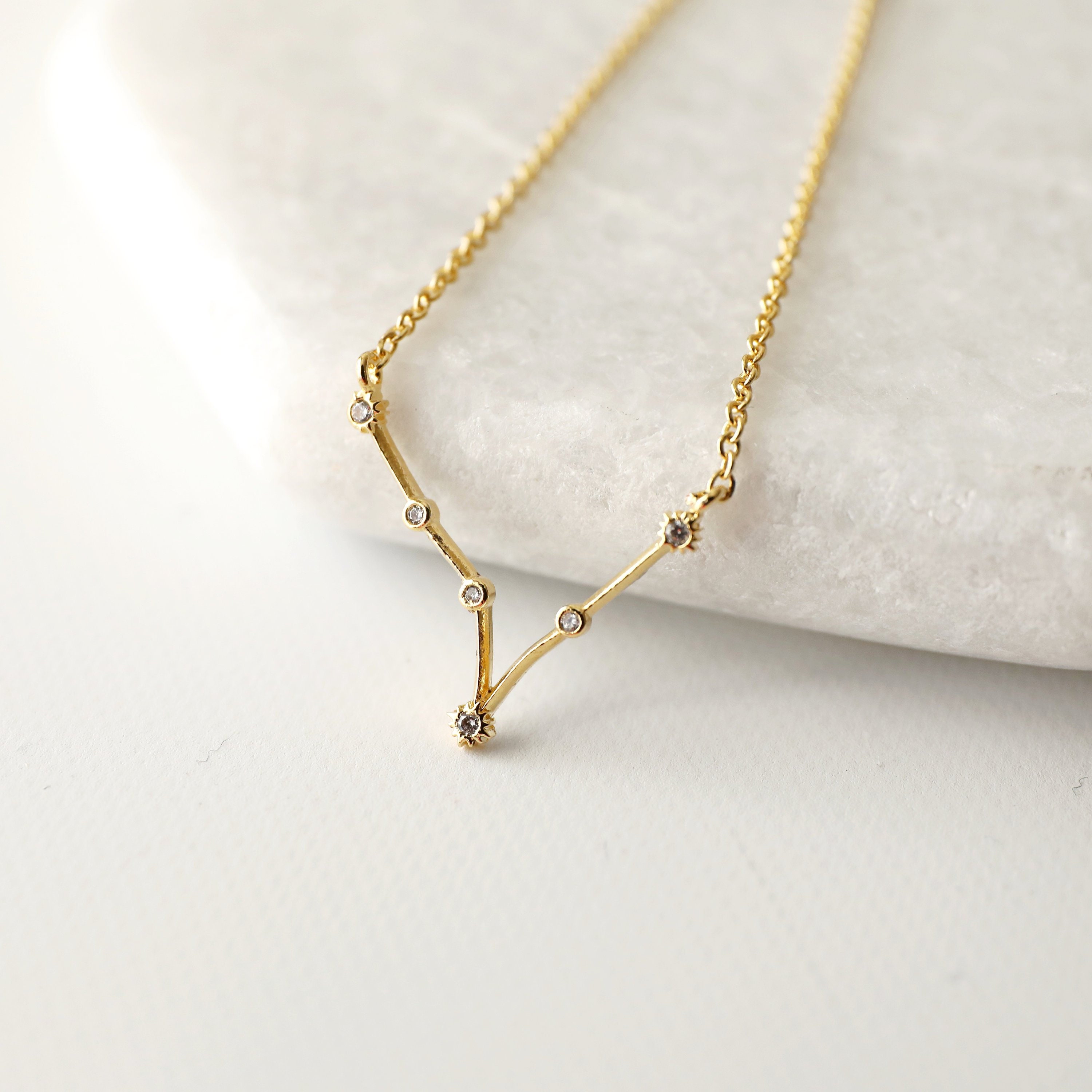 Gold Pisces Necklace, Zodiac Jewelry, Celestial Jewelry, Constellation Necklace , February, March Birthday Gift, Bridesmaid Gift