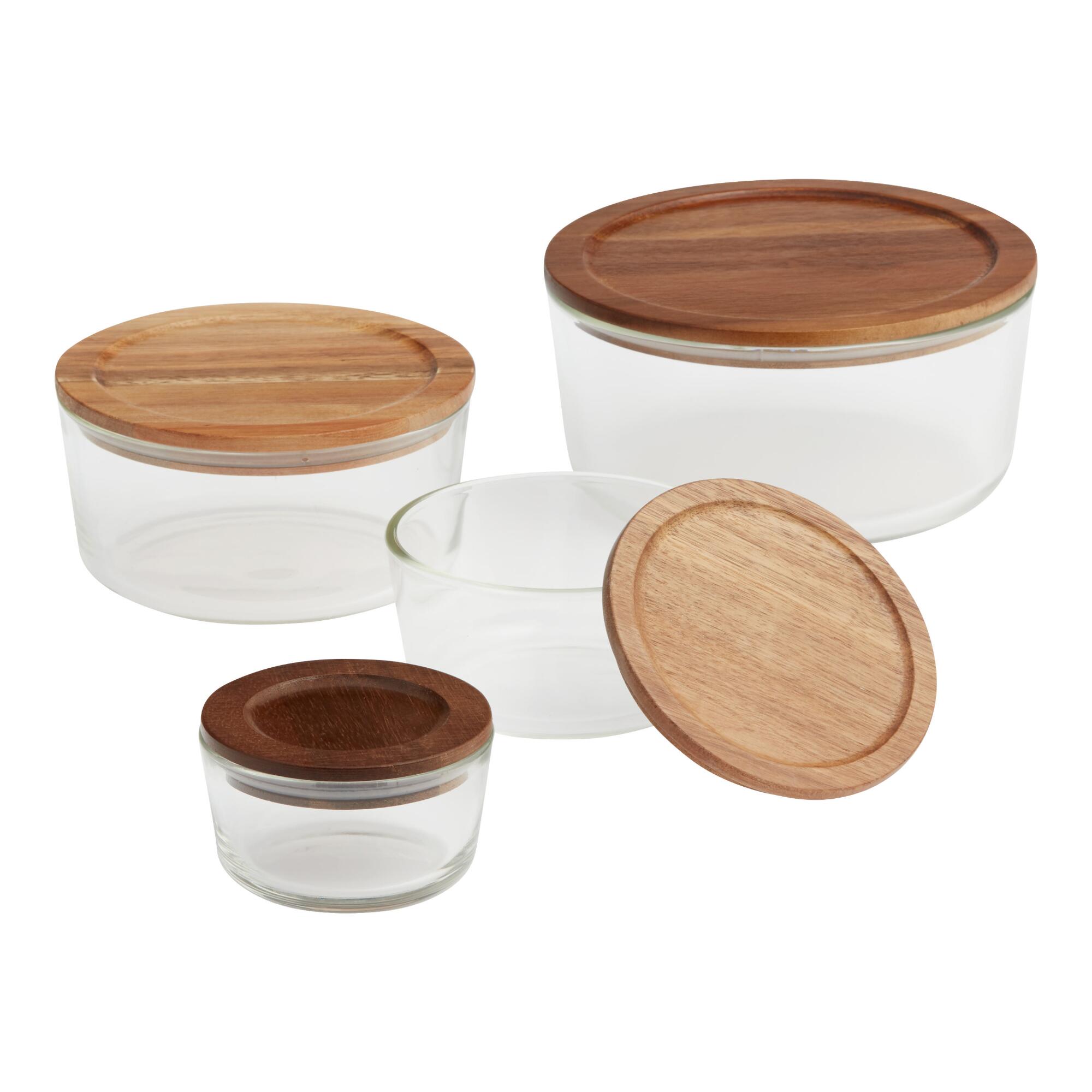 Glass Food Storage Container with Wood Lid Collection by World Market