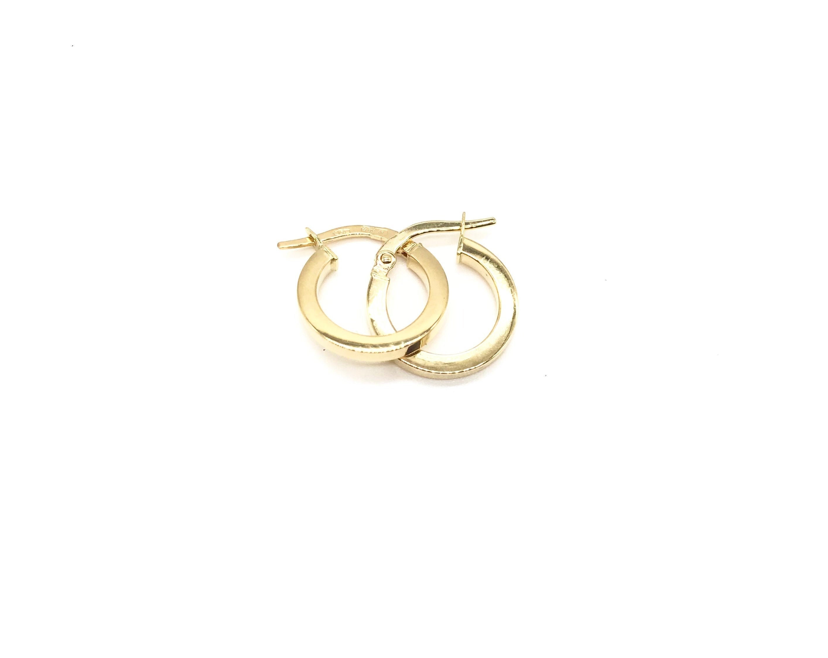 18K Yellow Gold Dainty Hoop Earrings Italian Hoops Polished Minimalist Thin Gift For Her Made in Italy