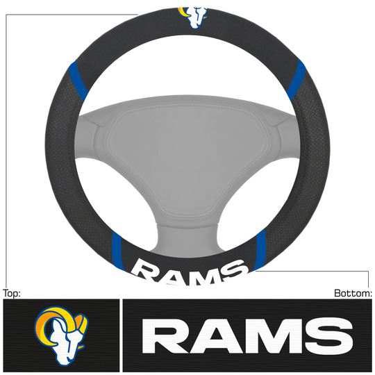 FANMATS Los Angeles Rams Steering Wheel Cover for Universal in Black | 21379