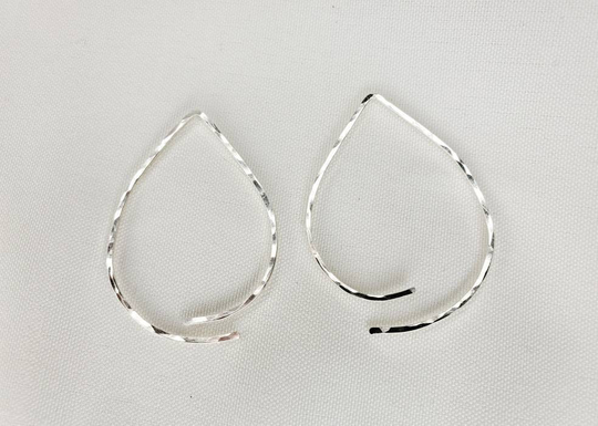 Teardrop Minimalist Threader Earrings Hand Scuplted in Argentium Silver | Tarnish Resistant