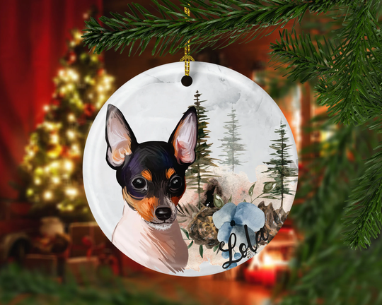 Custom Toy Fox Terrier Porcelain Ornaments, Christmas Ornament
