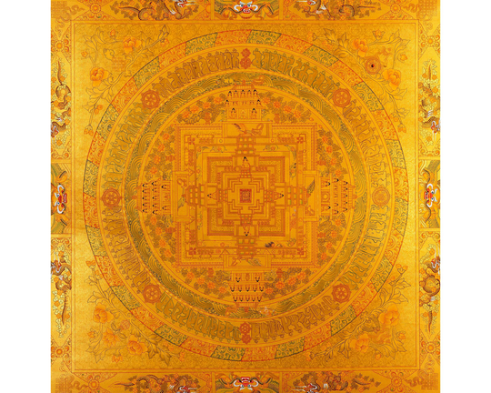 24K Full Gold Style Kalachara Mandala Thangka | Handpainted Religious Art Tibetan Wall Decoration Painting Buddhist Decorative Artifacts