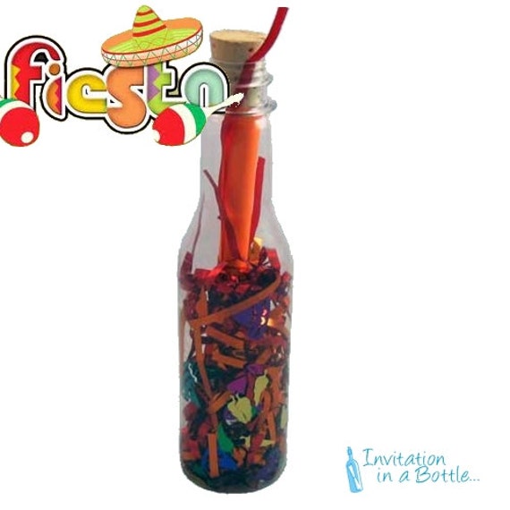 Birthday Mexican Fiesta Party By Invitation in A Bottle | Set Of 12, Unique, Creative, Handmade Invite