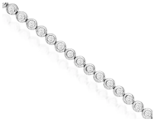 Estate 1.06Ct Diamond 14Kt White Gold 3D Classic Bezel Tennis Bracelet