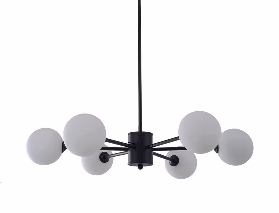 Modern Chandelier Light, Frosted Glass Pendant 6-Light Pendant Lighting, Sputnik Globe