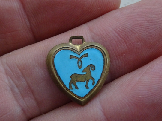 Vintage Enameled Vermeil Gold Plated Zodiac Constellation Medal Pendant Medaillon Medallion Sign Of Aries. | Ram D 6