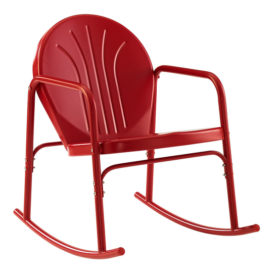 Metal Mid Century Duressi Outdoor Patio Rocking Chair Set of 2: Red by World Market