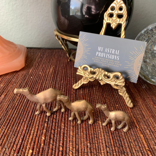 Miniature Brass Camel Caravan/Mcm Mini Figurines Curios