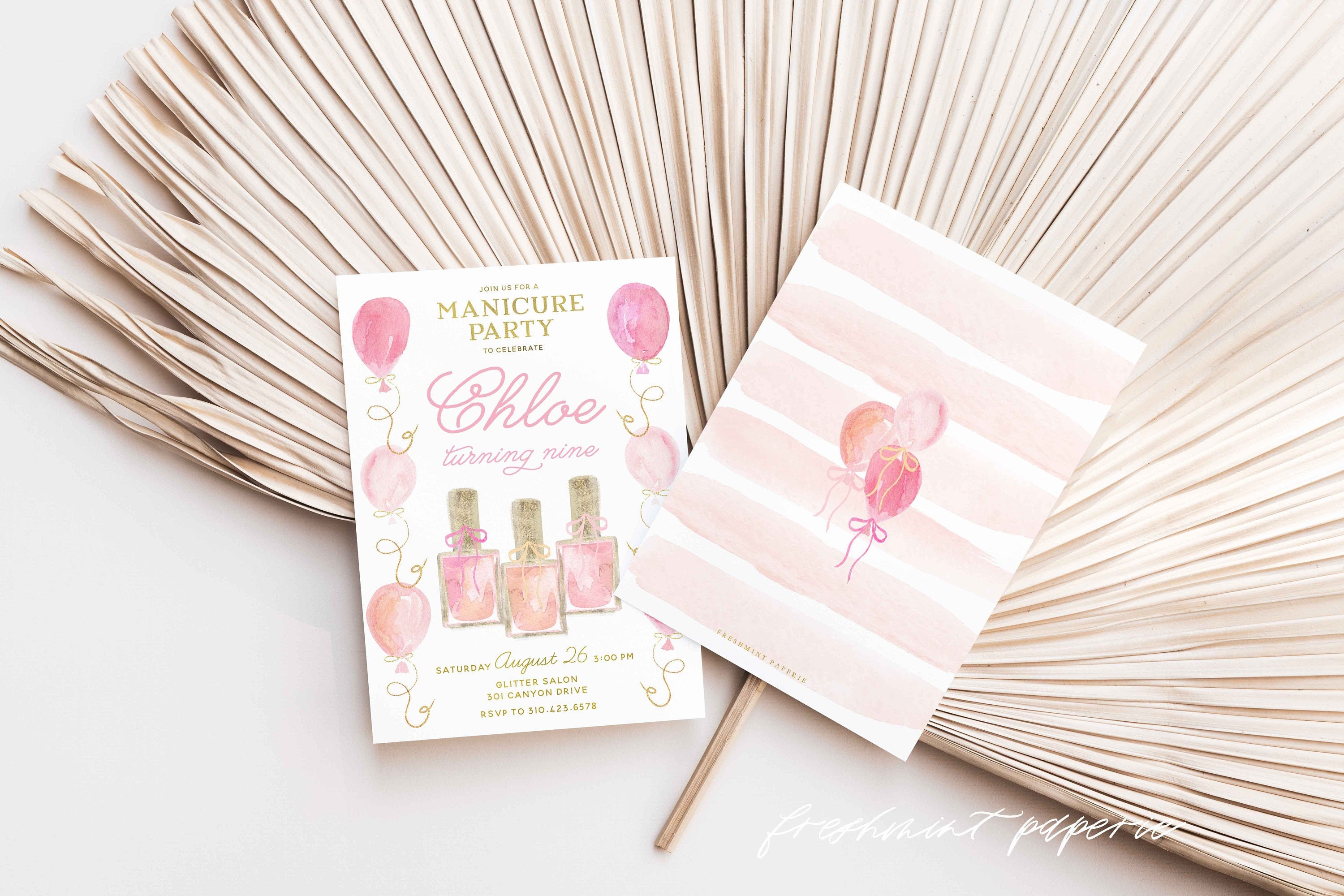 Manicure Birthday Invitation, Spa, Spa Mani Pedi Invitation, Girls Party