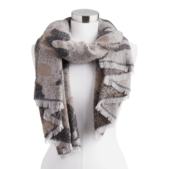Black, Tan and Brown Camo Scarf: Multi - Polyester by World Market