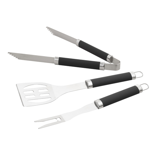 Black Silicone and Metal BBQ Utensil Set 3 Piece by World Market