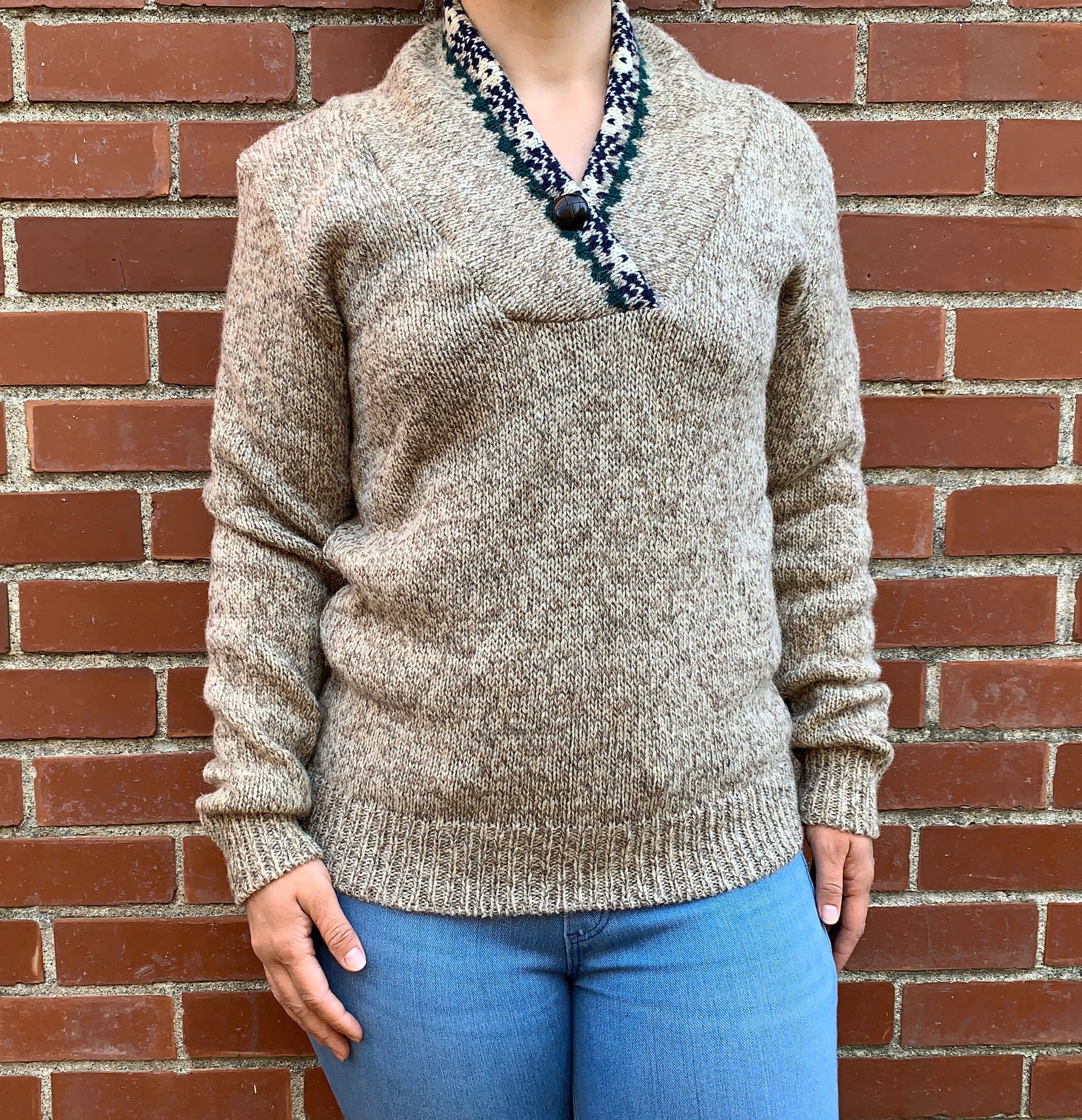 Vintage Casco Bay Traders Wool Blend Knit Sweater Tan & Brown Women's Size Small