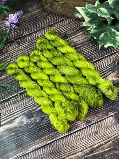 Hand Dyed Mini Skein Yarn "Jiminy Cricket"