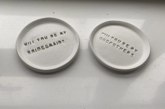 Handmade Clay | Will You Be My Bridesmaid? Godmother? Keepsakes Trinket Jewellery Tray