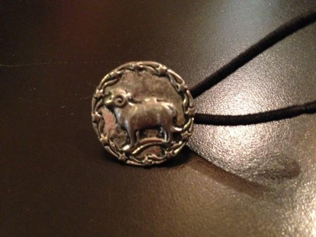 Hair Elastic Tie With Pewter Ram Concho