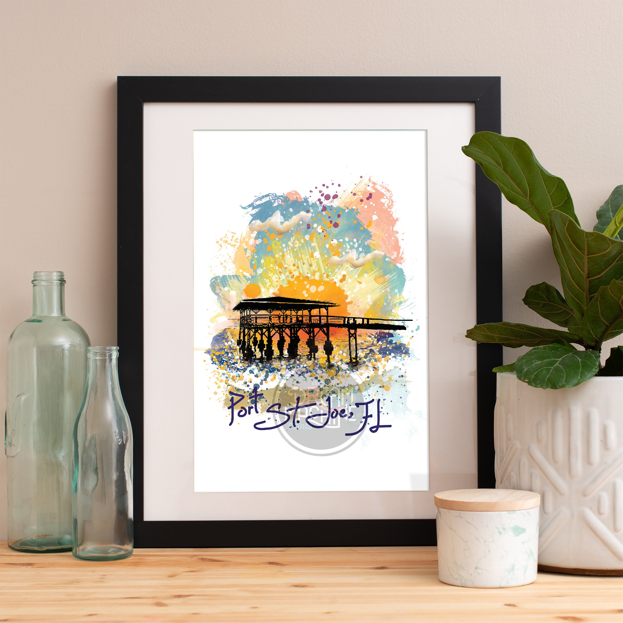 Port St. Joe Pier Print, Skyline, Art, Poster
