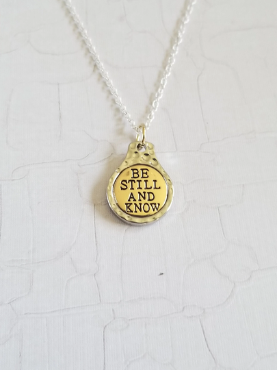 Christian Necklace | 925 Sterling Silver Chain "Be Still & Know" Message Pendant Biblical Accessories Minimalist Jewelry Gift