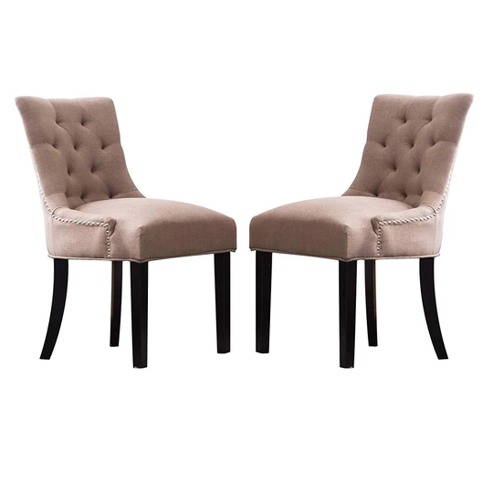 Clihome Set of 2 Dining Chair Contemporary/Modern Polyester/Polyester Blend Upholstered Dining Side Chair (Wood Frame) in Brown | ZB-PH-011-2-BW