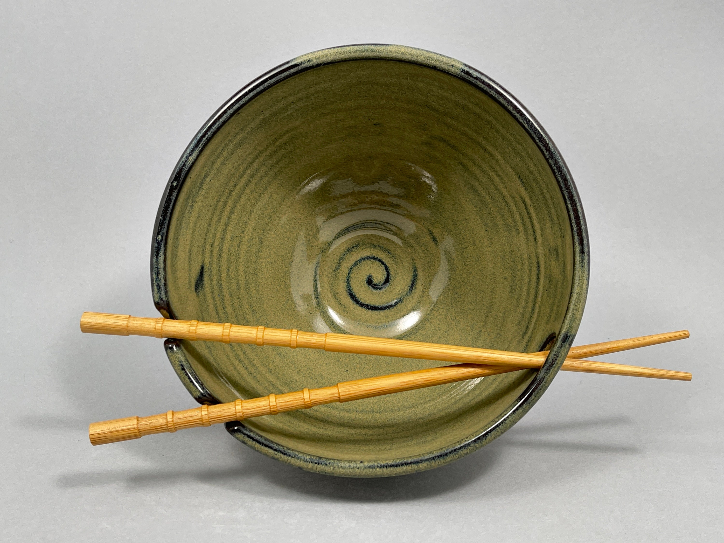 Noodle Bowl, Rice Ramen Pho Bowl in Sage Green Glaze