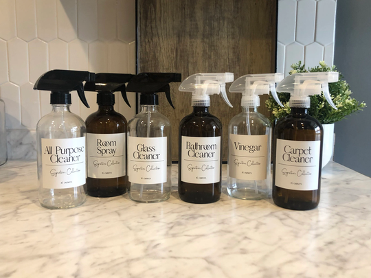 Signature Cleaner Collection | 16Oz Spray Bottles Refillable Bottle With Waterproof Label Eco Friendly Free Shipping