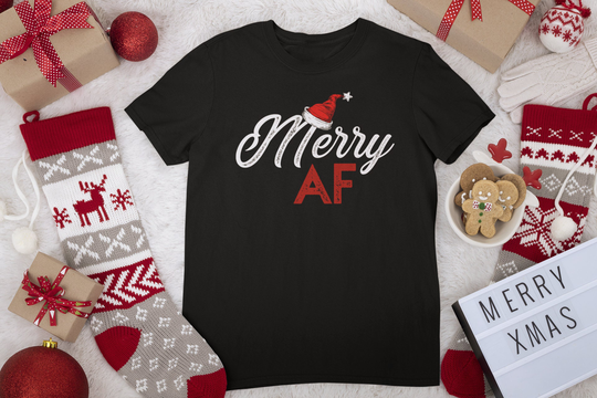 Merry Af Funny Christmas Shirt, Jolly Af, Festive Holiday Gift For Woman, Pajamas, Ugly Sweater