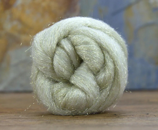 New "Glitter White Gold" Wool Blended Merino & Glitter Roving, Felting Spinning, Weaving, Supplies, Art
