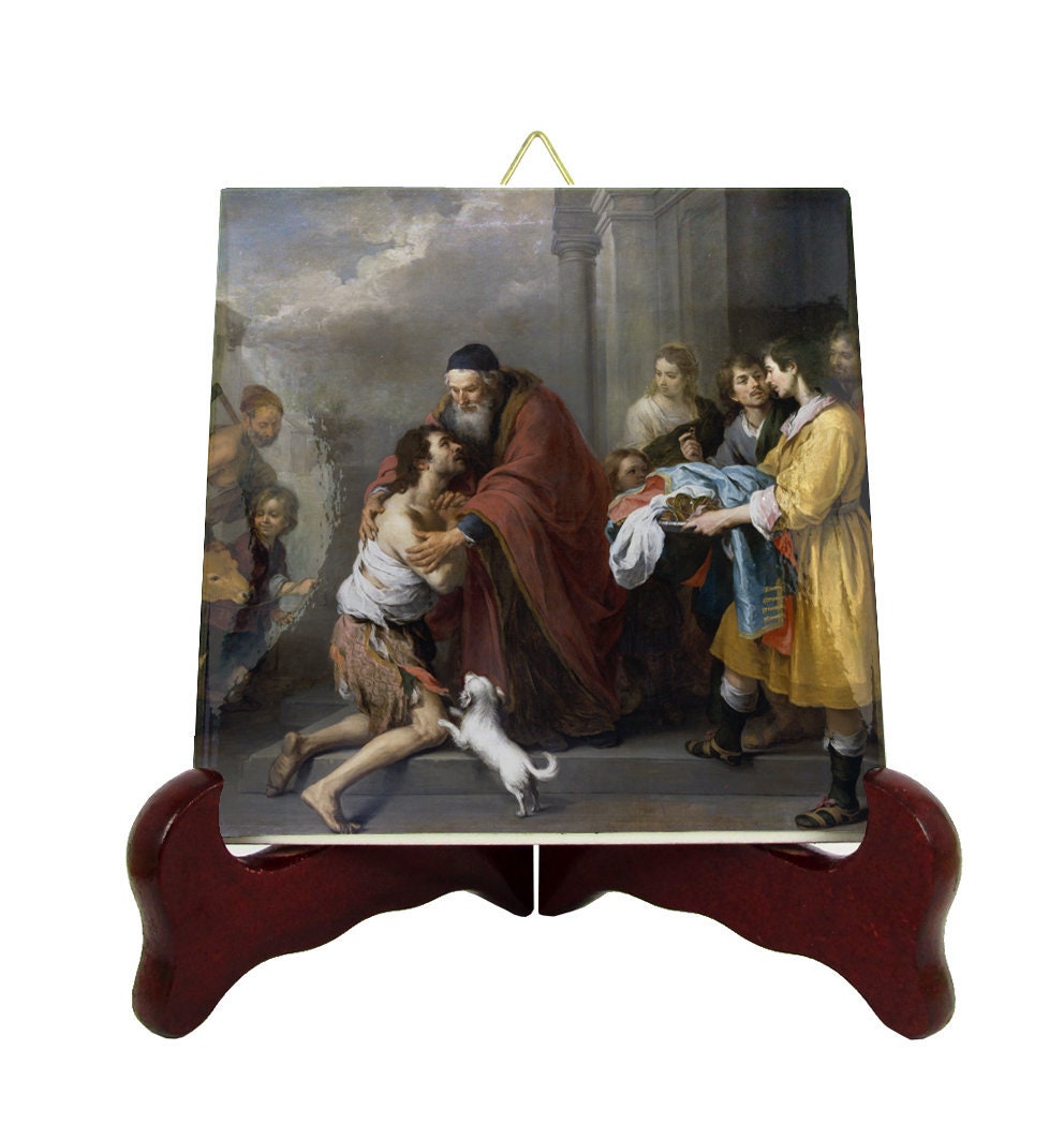 The Return Of The Prodigal Son - Religious Icon On Ceramic Tile Merciful Father Gospel Catholic Bartolom Esteban Murillo Love