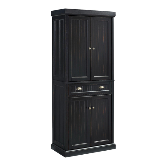 Distressed Wood Delmar Kitchen Pantry Cabinet: Black by World Market