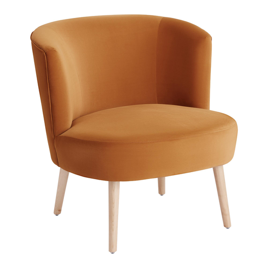 Velvet Curved Back Frankie Upholstered Chair: Green - Polyester by World Market