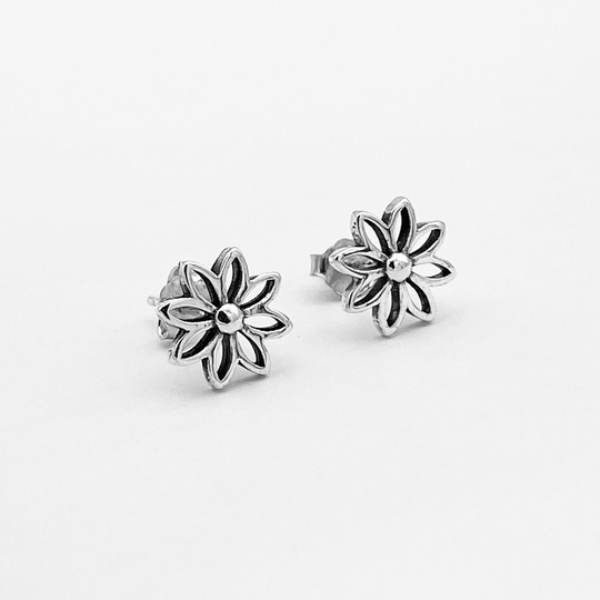 sterling Silver Cut Out Daisy Earrings, Flower Earring, Sunflower Earring